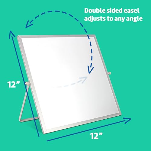 Flipside Products 12" x 12" Double-Sided Dry Erase Magnetic Flip Easel w/Black Dry Erase Marker w/Erase Cap, Adjustable St...