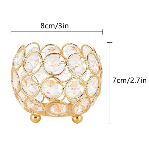 VINCIGANT Gold Crystal Votive Candle Holders for Table Tenterpiece,Small Bowl/Ball Tealight Candle Lantern for Thanksgivin...