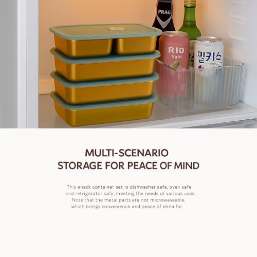 Grab and Go Snack Containers Reusable, Stainless Steel Single & Double Compartment Snack Containers with Lids - Leakproof,...
