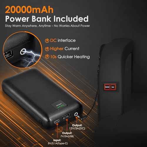 HOPERAN Dual-Sided Heated Stadium Seats for Bleachers with Back Support, 20000mAh Power Bank Included Stadium Chair, 3 Levels Heating Stadium Seating for Bleachers Seat with Backrest