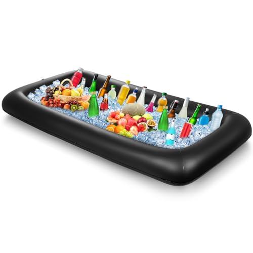 Leitee Inflatable Serving Bar with Drain Plug 52 x 24 x 5'' Inflatable Ice Serving Buffet Bar for Party Food Cooler Buffet...