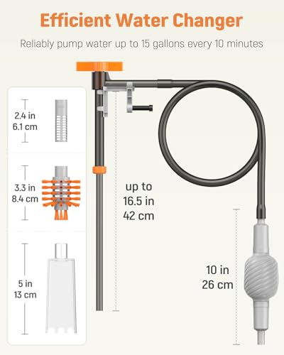 Pawfly Aquarium Water Changer Kit Fish Tank Siphon Vacuum Cleaner with 3.75 Feet Long Hose and Extendable Tubing Manual Aq...