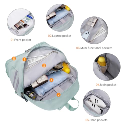 HUA ANGEL Waterproof Carry on Backpack for Men & Women Lightweight Laptop Travel Backpack with Shoe Compartment for Sports