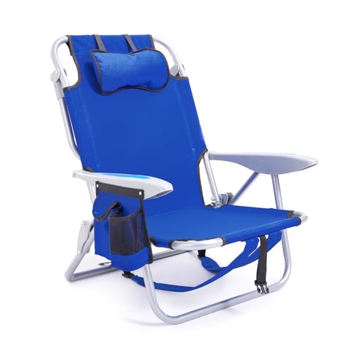 Canpsky Portable Beach Chair for Adults, Outdoor Camping Chair Lay Flat Folding Backpack Beach Reclining Chair with 5 Posi...