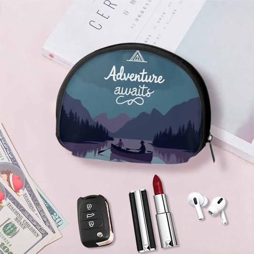 IBILIU Small Coin Purse Kayak In A Mountain Lake At Night Camping Activity Lifestyle Words Mini Wallet Coin Pouch Change P...
