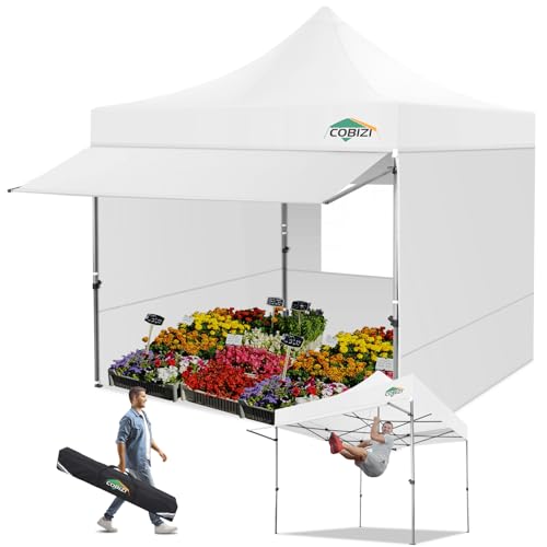 COBIZI 10x10 Pop Up Canopy Tent with Awning & Sidewalls, Heavy Duty Commercial 10X10 Canopy Tents Instant Waterproof, UPF ...