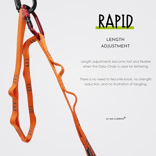 GM CLIMBING 16mm Nylon Daisy Chain Sling 22kN 120cm / 48in CE UIAA Certified for Leading Aid Climb Ascender Rigging Hammoc...
