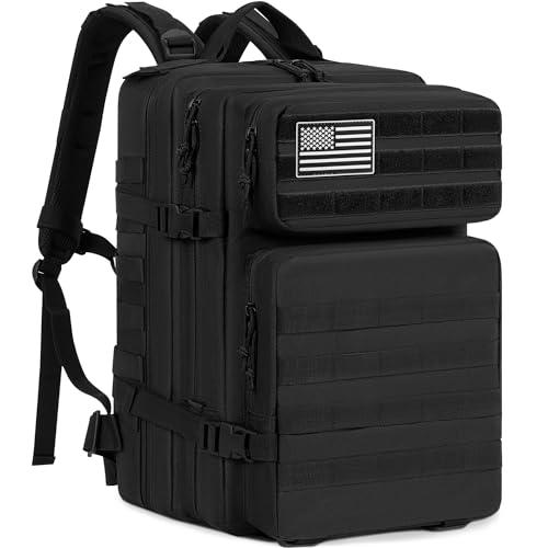 IBVIVIC 45L Military Tactical Backpack for Men, Large Molle Backpacks Outdoor Tactical Bag for Hiking Camping Travel (Black)