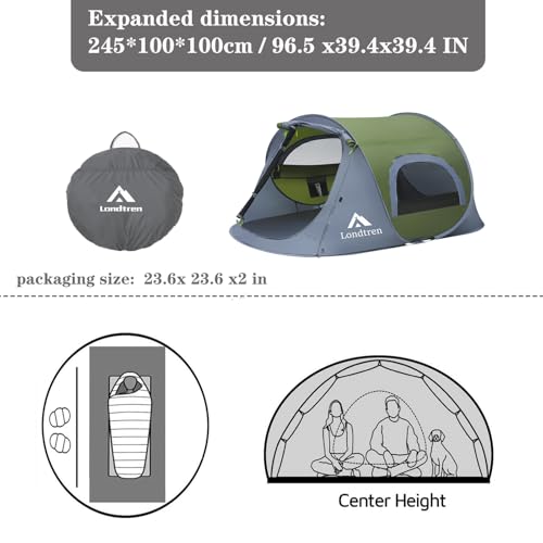Pop Up Tents for Camping 1 Person 2 Person Waterproof Military Popup Tent Camping Easy Up Camping Tents Instant Tent