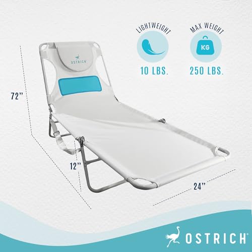 Ostrich Outdoor Lightweight Folding Adjustable Reclining Ladies Mens Comfort Chaise Lounge Beach Chair for Tanning Pool La...