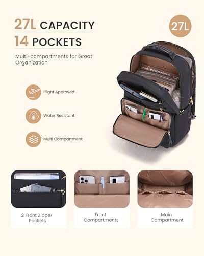 LOVEVOOK Laptop Backpack for Women with 2X Extra-Large Tumbler Pockets, 15.6" Work Backpack Purse, Travel Personal Item Ba...