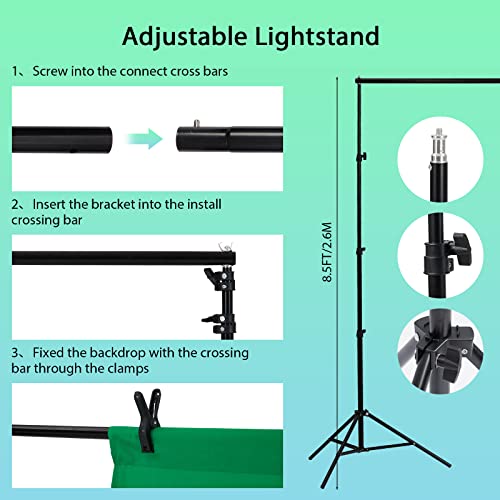 Photography Lighting Kit with Backdrops, 8.5x10ft Backdrop Stand System, 5500K 850W Equivalent LED Umbrella Softbox Contin...