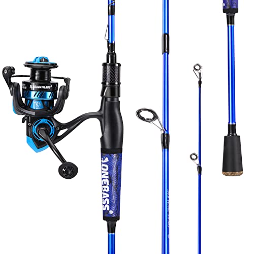 One Bass Fishing Rod and Reel Combo, IM7 Graphite 2 Pc Blank Baitcasting Combo, Spinning Rod with SuperPolymer Handle