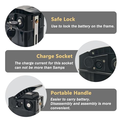 Cefito 48V 20Ah 13Ah Ebike Lithium Battery 48 Volt Folding Ebike Replacement Battery with 2A Fast Charger for 100W 250W 350W 500W 700W 1000W Folding Electric Bike Motors(48V 20Ah)