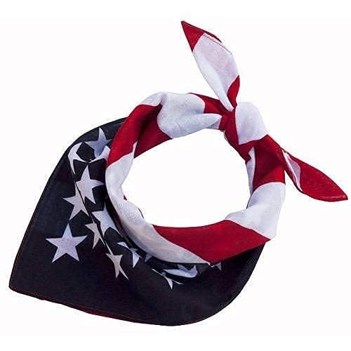 Shimmer Anna Shine Red White and Blue American Flag Bandana Headband USA for Men and Women - Neck and Face Scarf Head Wrap (Red