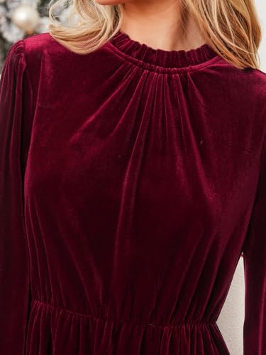 CUPSHE Women's Fall Dresses 2025 High Neck Long Sleeve Mini Party Ruffled Casual Tunic Velvet Wedding Guest Dress