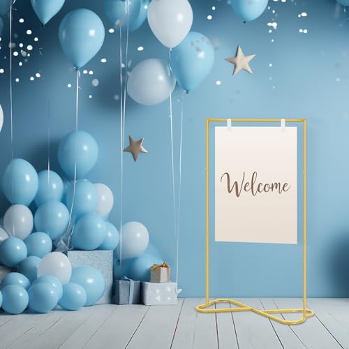 OUSHENG Wedding Welcome Sign Stand, Easel Poster Holder Metal Pictures Photo Board Rack with Heart Base for Reception Part...