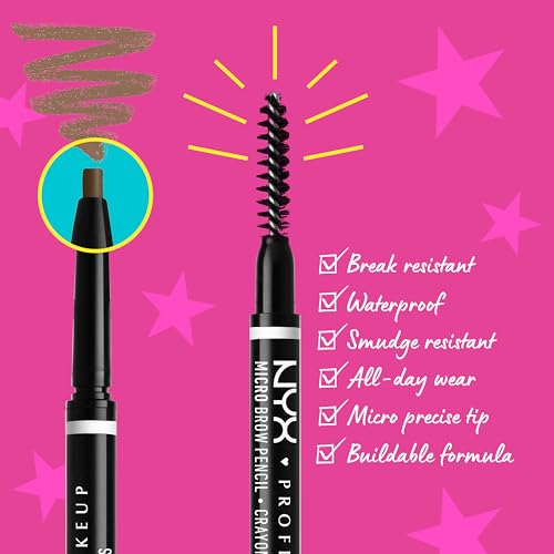 NYX PROFESSIONAL MAKEUP Micro Brow Pencil, Precise Eyebrow Pencil - Black