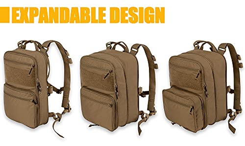 KRYDEX Tactical Expandable Backpack Molle and Tactical Chest Rig Combo Coyote Brown