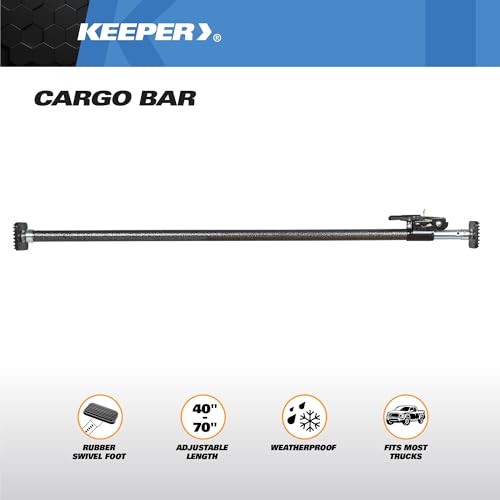 Keeper Adjustable Cargo Bar for Pickup Truck Bed, Ratcheting Cargo Bar, Ideal Work Truck Accessories, Black/Silver, 40"-7...