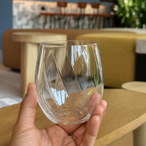 Oojami 40 piece Solana 12 Ounce Stemless Unbreakable Crystal Clear Wave Plastic Wine Glasses Set of 40 (40)