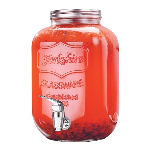 Glass Drink Dispenser 3.8L,Water Dispenser with Tap, Drink Dispenser for Party & Outdoor Use, Jug for Water, Juice,(BBQ, P...