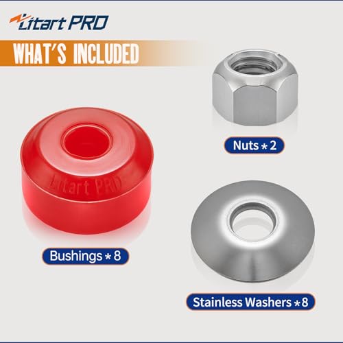 3/8" Universal Sway Bar Bushings Kit,Stabilizer Bar Bushing Repair,Stainless Steel Washers & Nuts,High-Density Flame-Retar...
