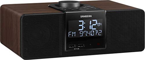 Sangean Rcr-40 Wooden Clock Radio With Am/Fm, Bluetooth, Aux, Digital Tuning And Battery Back-Up