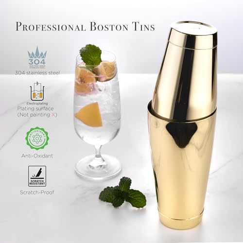Homestia Boston Cocktail Shaker Set, 18 oz & 28 oz Stainless Steel Weighted Shaker Tins, Metal Martini Shaker Drink Mixer ...