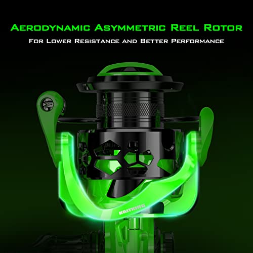 KastKing Zephyr Spinning Reel Green Size 2000 & KastKing Crixus Fishing Rods, Spinning Rod 6ft 6in-Medium - Fast-2pcs