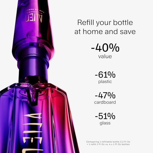 Mugler - Alien Hypersense - Eau de Parfum - Womens Perfume - Floral Woody Scent - Refillable - With Green Mandarin, Pear Accord, Jasmine, & Cashmere - 0.33 Fl Oz