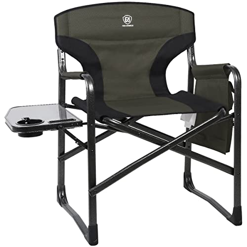 EVER ADVANCED Lightweight Folding Directors Chairs Outdoor, Aluminum Camping Chair with Side Table and Storage Pouch, Heav...