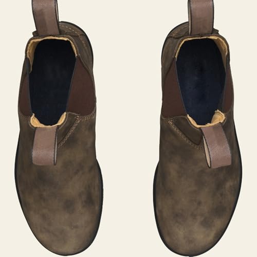 BEDGMDEG Men'S Waterproof Block Heel Chelsea Boots Retro Non-Slip Pull-On Work Hiking Boots