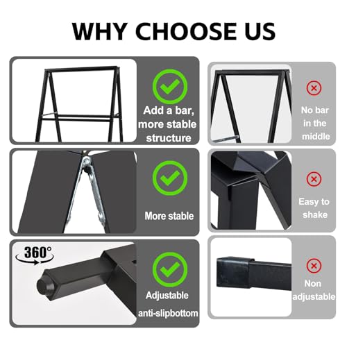 USCNC 24 x 36 Inch A Frame Sign Double-Sided Folding Sandwich Board Heavy Duty Slide-in Sidewalk Signboard for Outdoor Str...