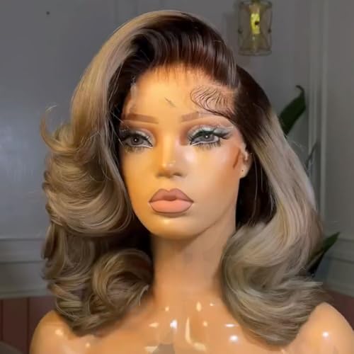 1b/Ash Blonde Lace Front Wig Human Hair Pre Plucked Hairline 180% Density Short Bob Human Hair Wigs For Women Summer Bob 13x4 Lace Front Wig 1b Grey Human Hair Wigs (16inches)