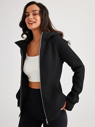 Trendy Queen Women's Full Zip Up Hoodie - Fitted Long Sleeve Sweatshirts for Fall and Winter