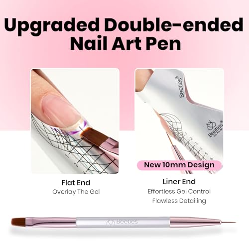Beetles Builder Gel for Nails-3 Colors 9 in 1 Nail Extension Sculpting Building Clear Nude Pink Hard Gel Kit with Base Top...