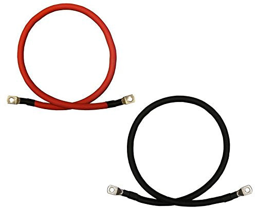 4/0 Awg Gauge Red + Black Pure Copper Battery Inverter Cables Solar, Rv, Car, Boat 2 Feet 5/16 In Lugs