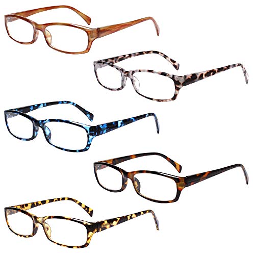 Henotin 5-Pack Reading Glasses Blue Light Blocking Anti Eyestrain Computer Reading Glasses for Women and Men Readers (5 Pa...