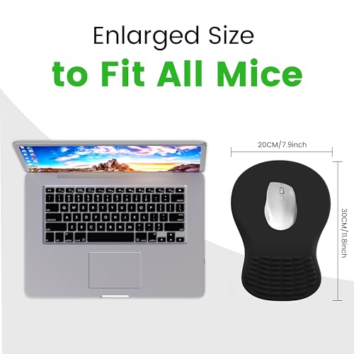 MEKASS Ergonomic Mouse Pad with Wrist Rest, Memory Foam Wrist Support for Carpal Tunnel Pain Relief, Non-Slip PU Base, Com...