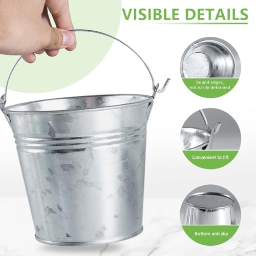 OBTANIM 8 Pack Galvanized Metal Buckets with Handle Ice Pails for Plants, Succulents, Party Favors Organizing, Rustic Home...