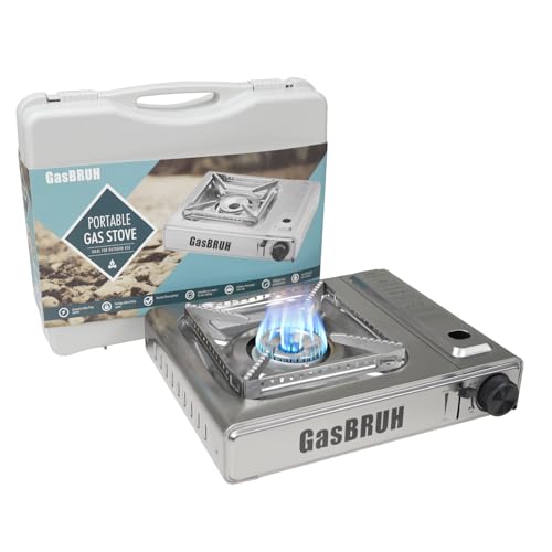 GasBRUH 1-Burner Butane Camping Stove with Windblocker,10000 BTU Portable Camp Gas Stove for Outdoor Cooking,Camping,Tailg...