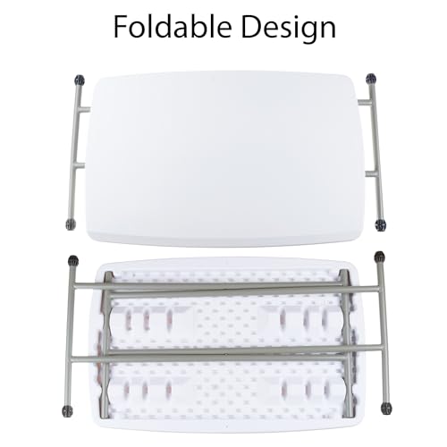 Everyday Home Folding Table with Adjustable Height - Lightweight Portable Folding Desk - Small Plastic Table for Camping, ...