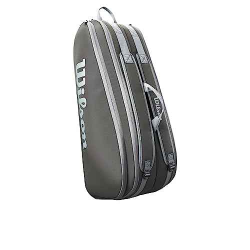 WILSON Tour Tennis Racket Bag - Dark Green and Stone Grey