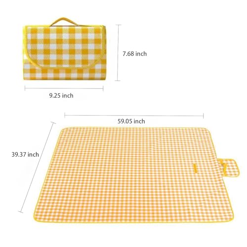 EIYNIY Large Picnic Blanket Waterproof and Sand Proof -59x39 inch Large Outdoor Beach Mat, Portable Foldable Blanket, Suit...