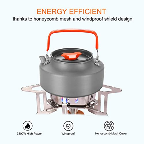 Portable Backpacking Stove with Piezo Ignition Windproof Camping Gas Stove Camp Stove Foldable Burner with Propane Caniste...