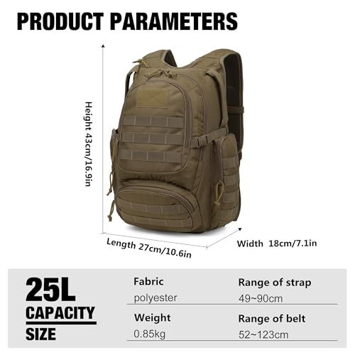 Mardingtop 25L Tactical Backpacks+Molle Admin Tactical Utility Pouch