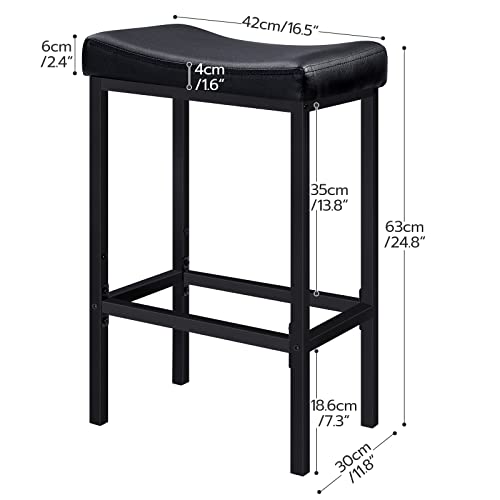 HOOBRO Bar Stools, Set of 2 Bar Chairs, Counter Height Stools, Saddle Barstools with Curved Surface, 24.8 Inches, 2.4" Thi...
