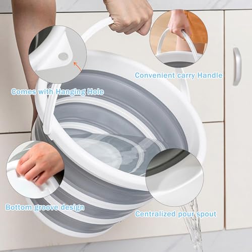 2-Pack Collapsible Buckets - 2.6 Gallon (10L) Large Capacity, Essential for RV, Garden Cleaning, Car Washing, Camping, Fis...