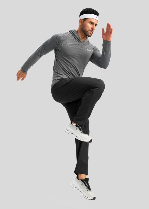 Pudolla Men's Athletic Pants with Zipper Pockets Stretch Workout Sweatpants Lightweight Running Joggers for Men
